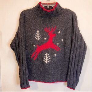 Vintage Nomadic Traders Silk & Angora Reindeer Turtleneck Sweater